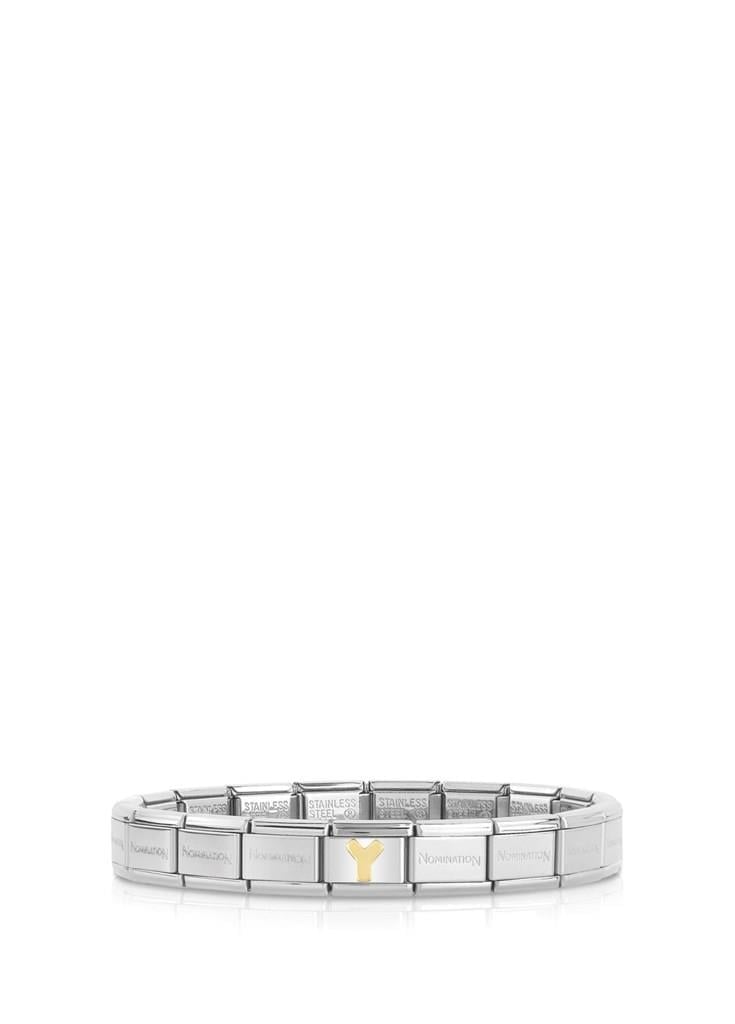 NOMİNATİON ITALY COMPOSABLE KLASİK PASLANMAZ ÇELİK BİLEKLİK GÜMÜŞ RENGİ VE 18K ALTIN Y HARFİ