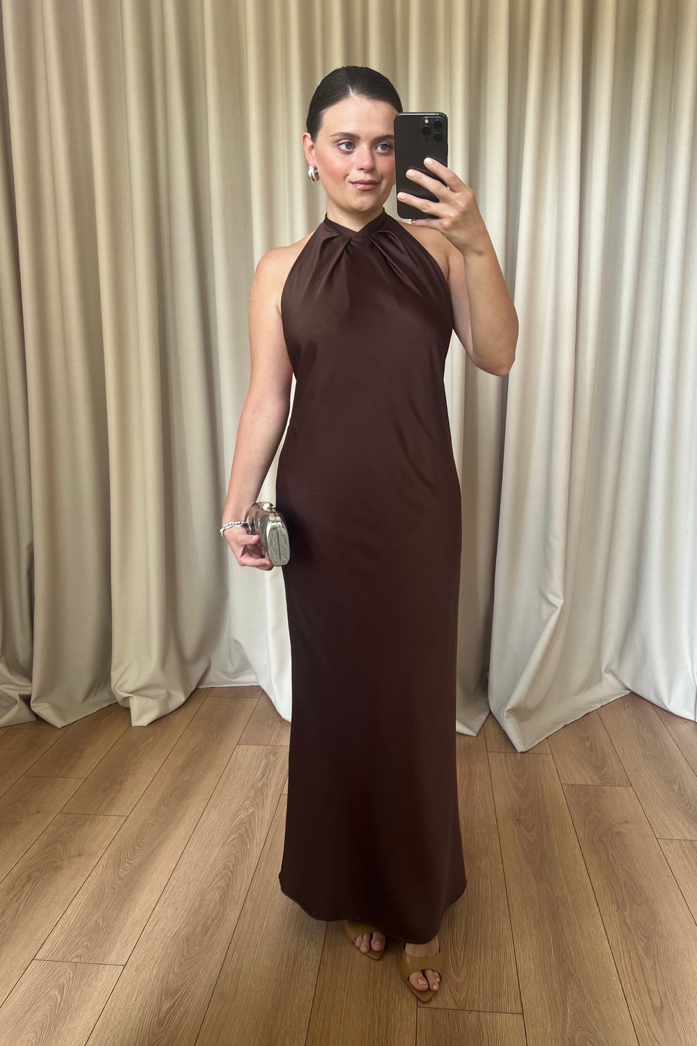 Diana Sırt Detaylı Saten Elbise