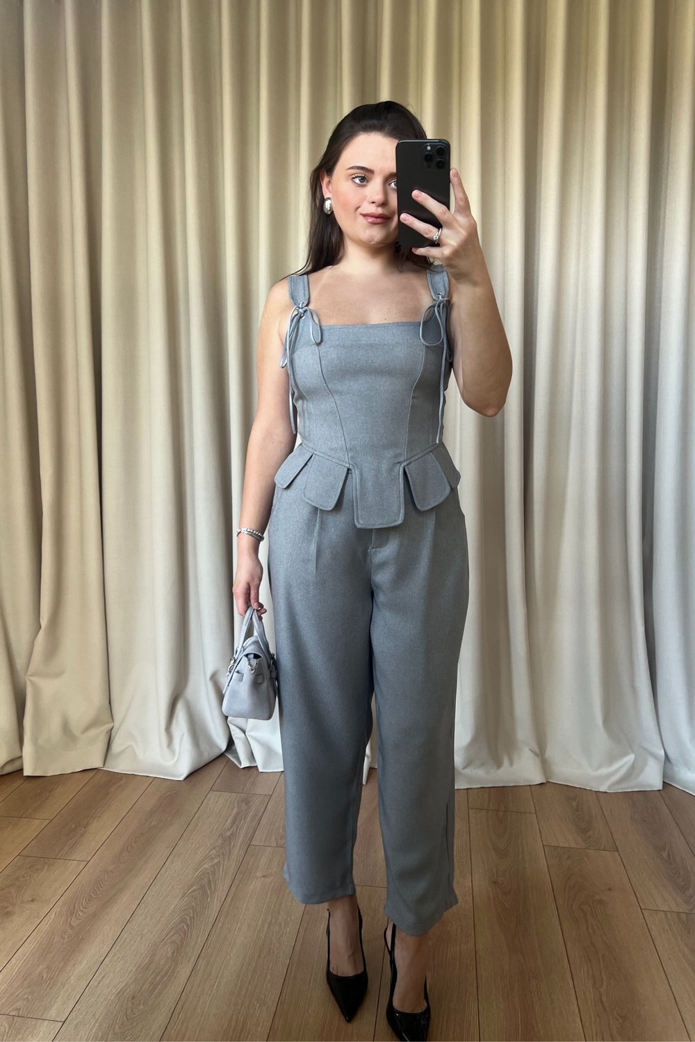 Gri Büstiyer Pantolon Takım