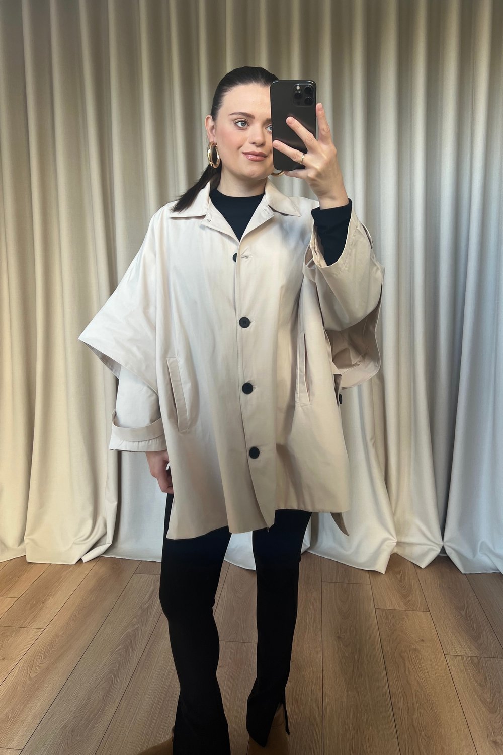 Taş Rengi Panço Model Trençkot