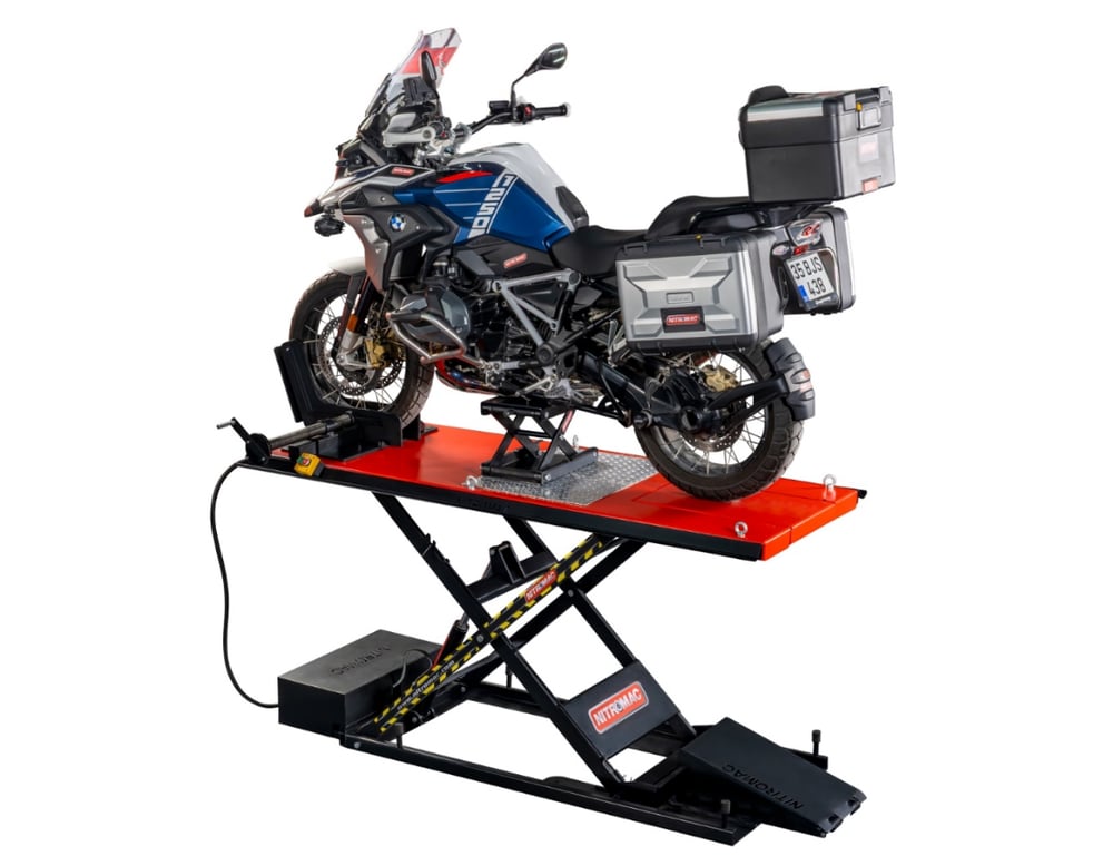 Nitromac SS750 PRO — Tam Otomatik Motosiklet Bakım Lifti