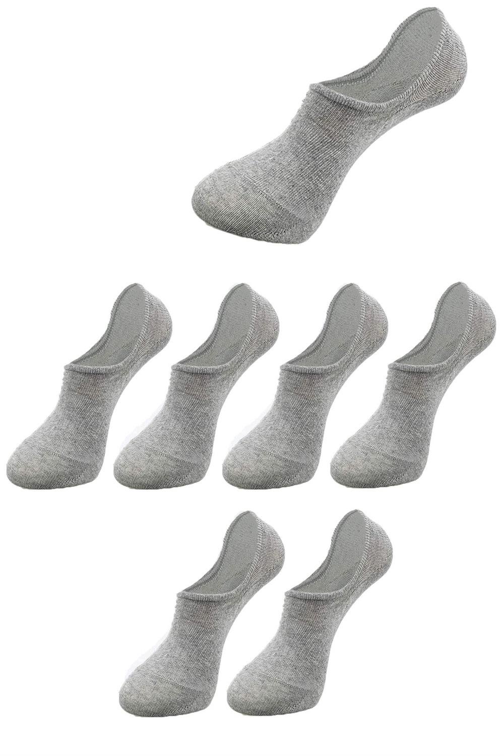 Unisex Görünmez Gri Sneakers Çorap Görünmez Çorap 6 Adet