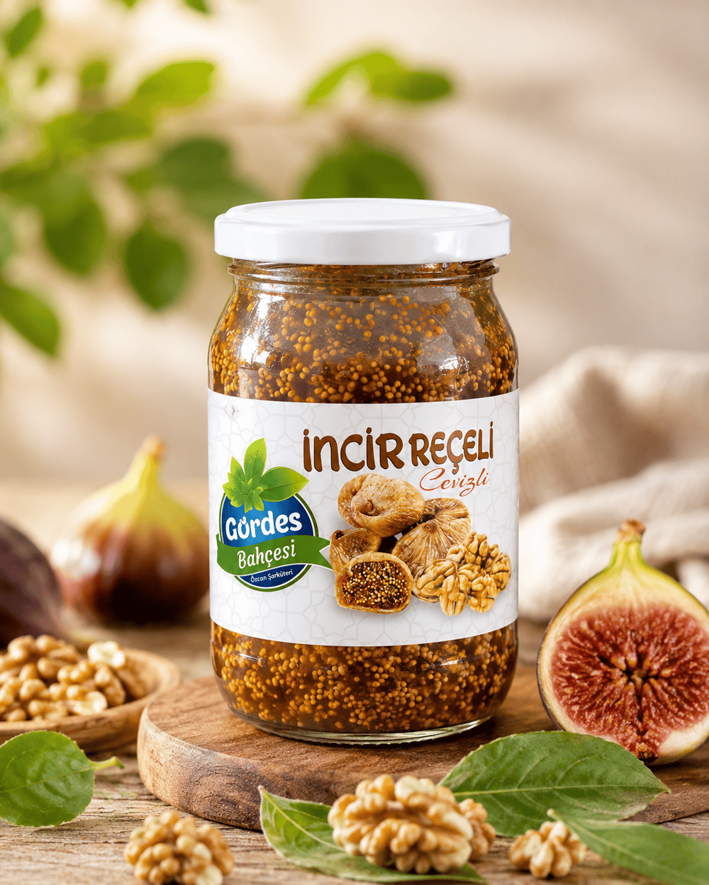 Ev Yapımı Cevizli İncir Reçeli – Gördes Bahçesi (600 g)