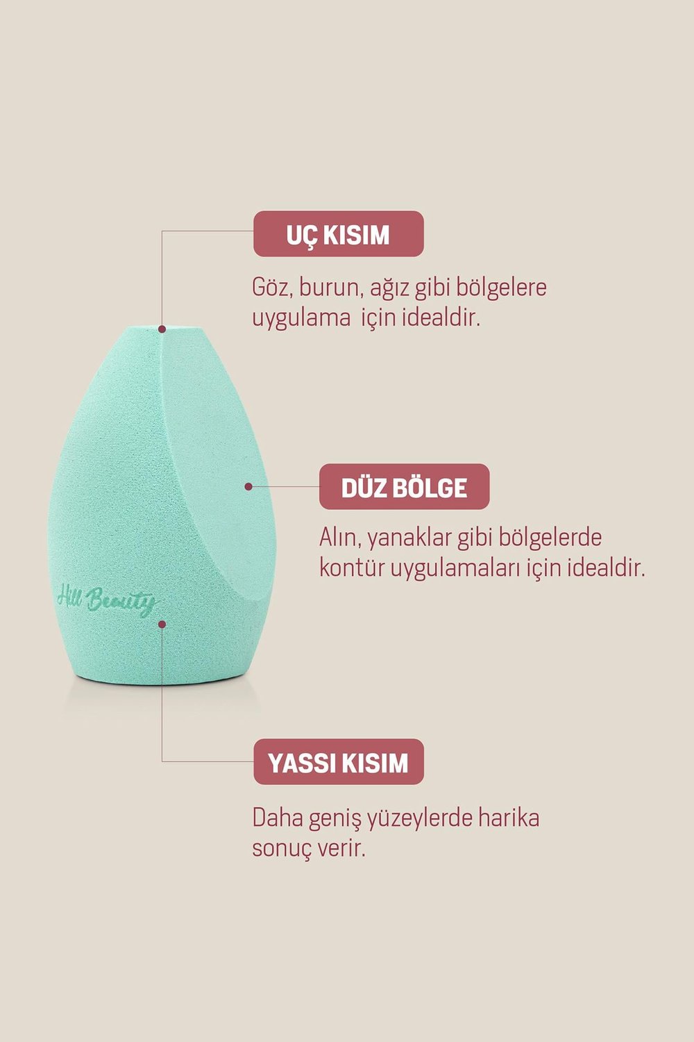 Profesyonel Makyaj Süngeri Non-Latex Mint-2 Cut