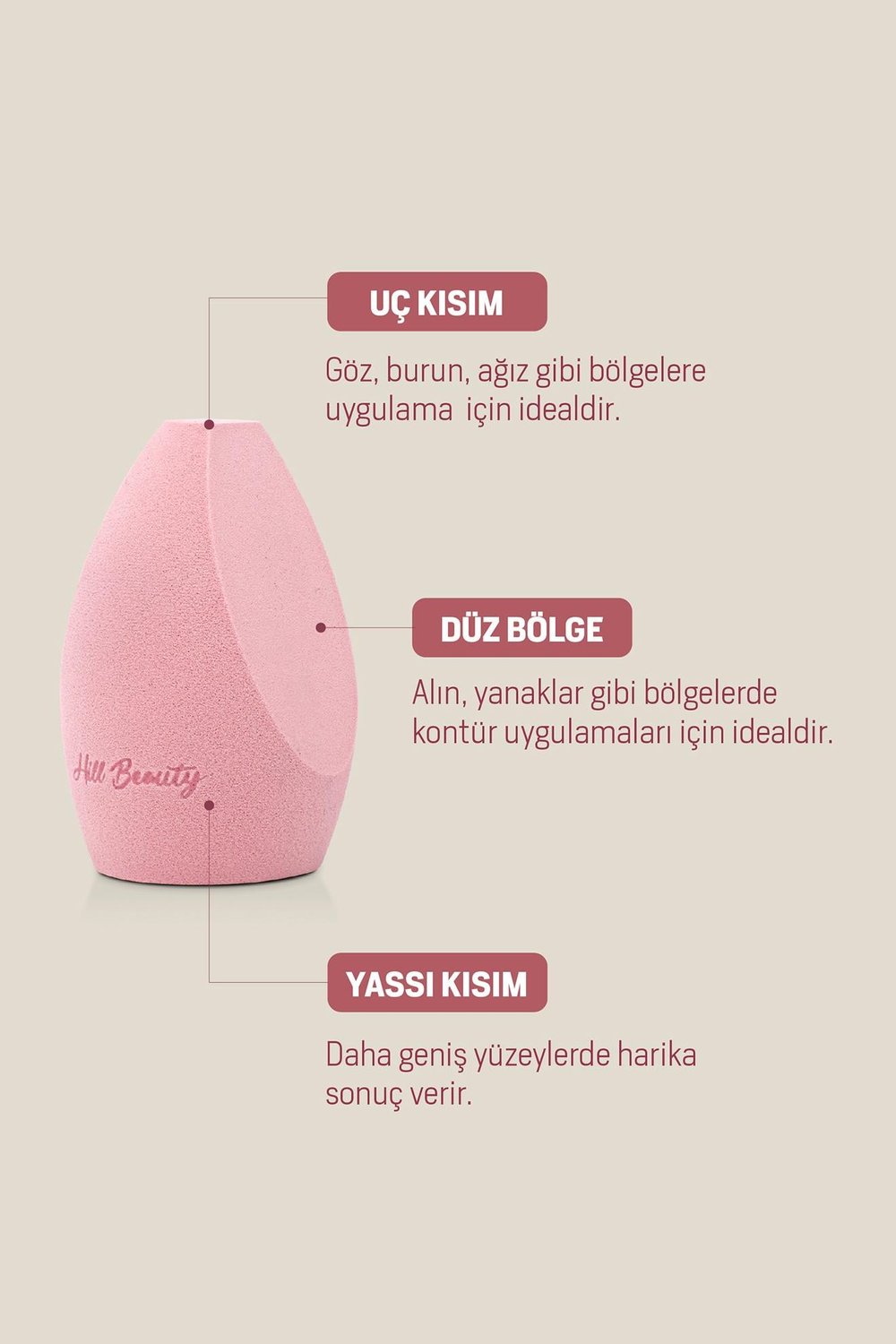 Profesyonel Makyaj Süngeri Non-Latex Pembe-2 Cut