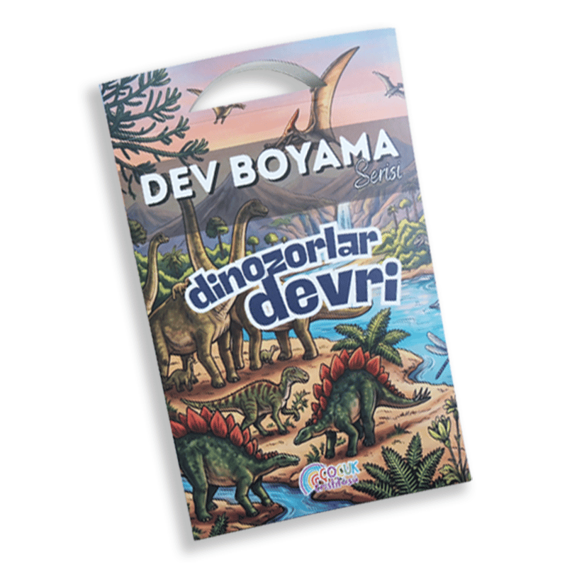 Dinozorlar Devri - Dev Boyama Kağıdı (100x70 cm) - Çocuklar İçin Eğitici Sanat Etkinliği, 200gr Kalın Kağıt