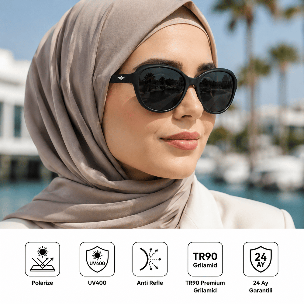 COL 133 Yeni Premium Seri Polarize Kadın Güneş Gözlüğü-Polarize-UV400-Anti Refle 3lü Koruma 60*15*145 Ekartman