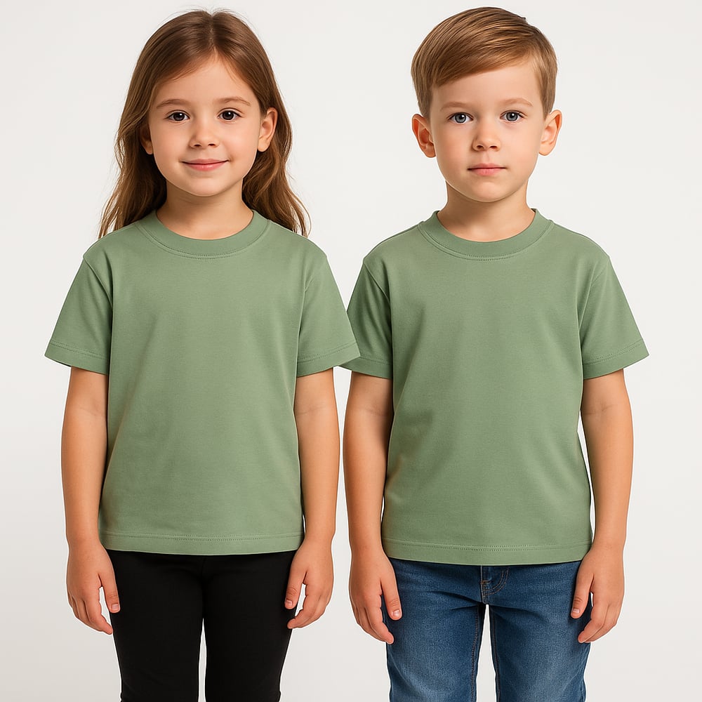 Kyex KIDS Unisex Basic Pamuklu Oversize Mint Yeşili Tişört