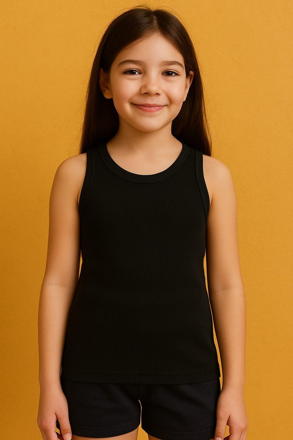 PURE DOTS Kız Çocuk Fitilli Yazlık Siyah Body Bluz
