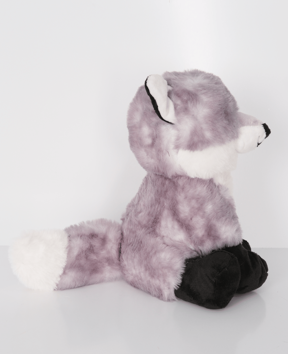 23 cm Yavru Tilki Yavrusu Şekilli Peluş Oyuncak Koyu Gri Beyaz