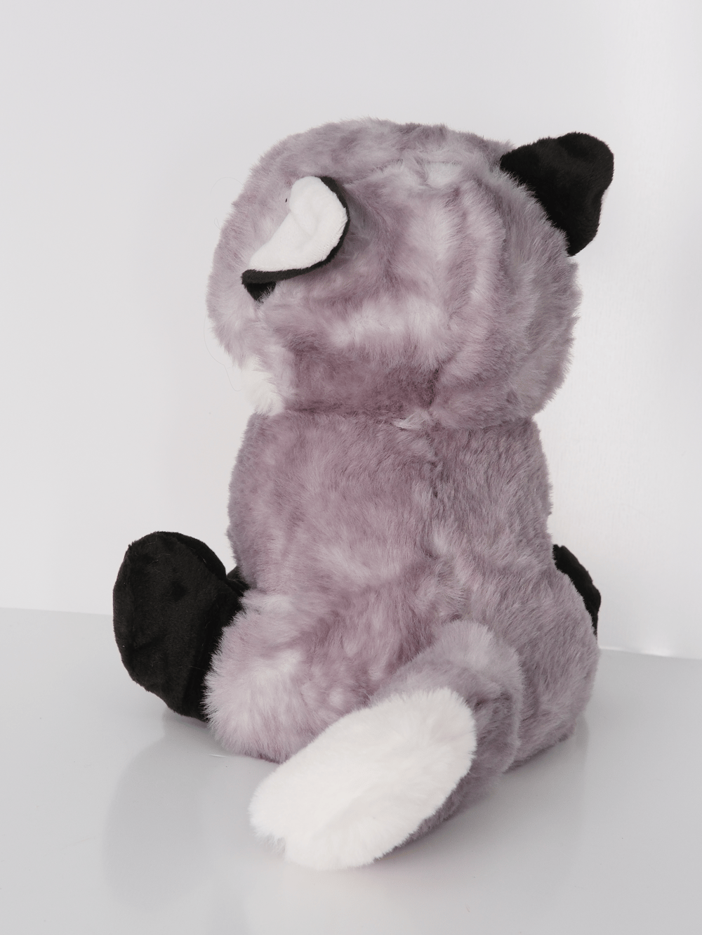 23 cm Yavru Tilki Yavrusu Şekilli Peluş Oyuncak Koyu Gri Beyaz