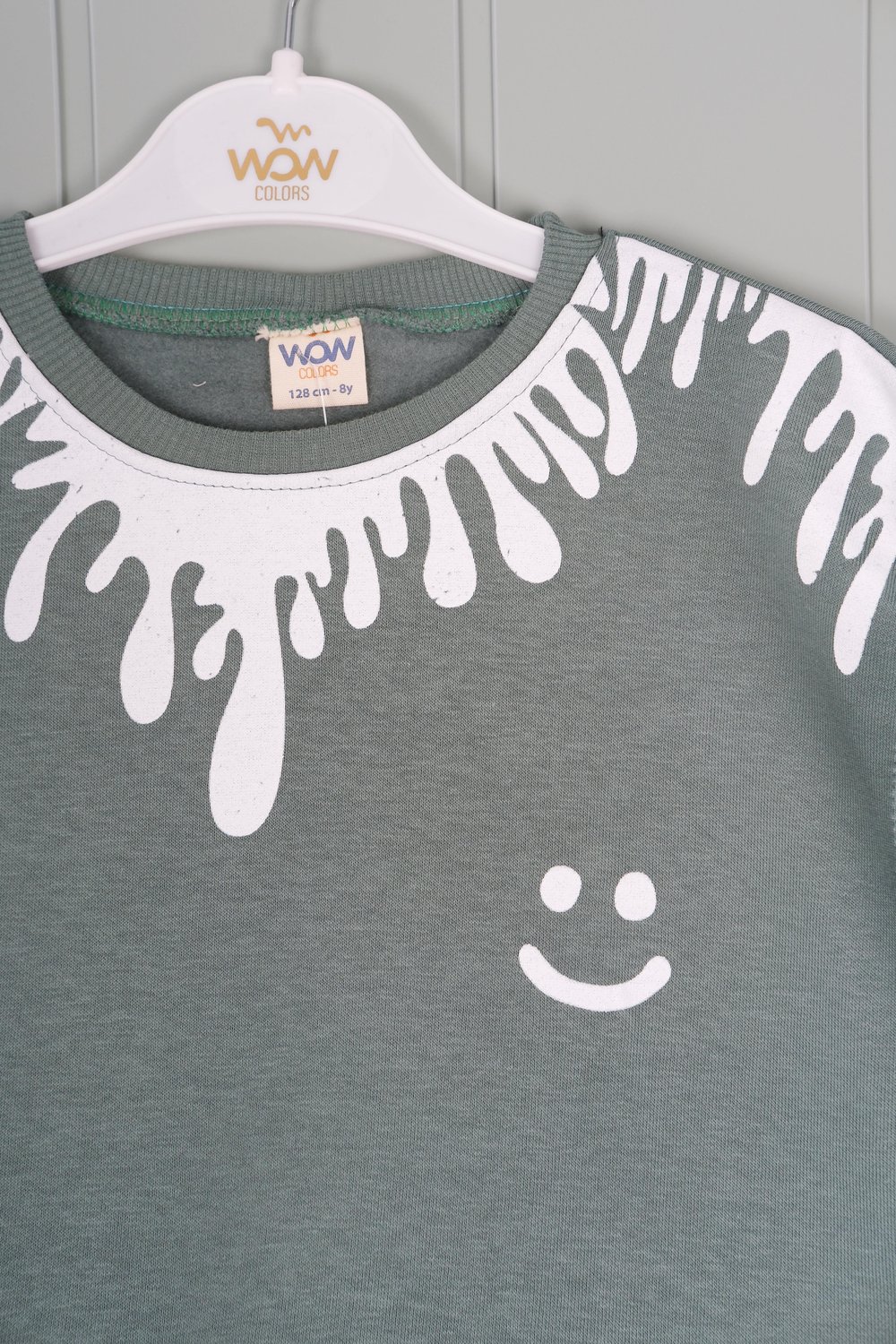 443558  Kışlık Damlayan Baskılı Sweat Yeşil