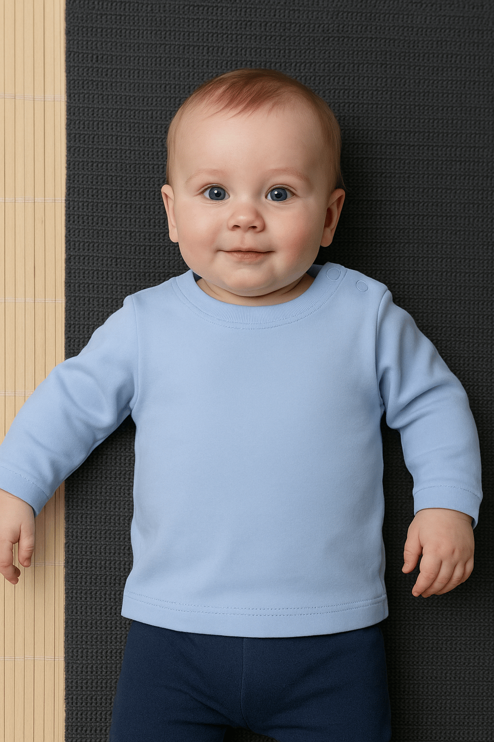 Düz Uzun Kollu Body Mavi