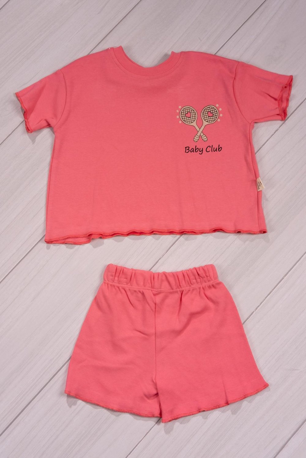 Fırfır Detaylı Baby Club Kız Bebek Şortlu Takım Pembe