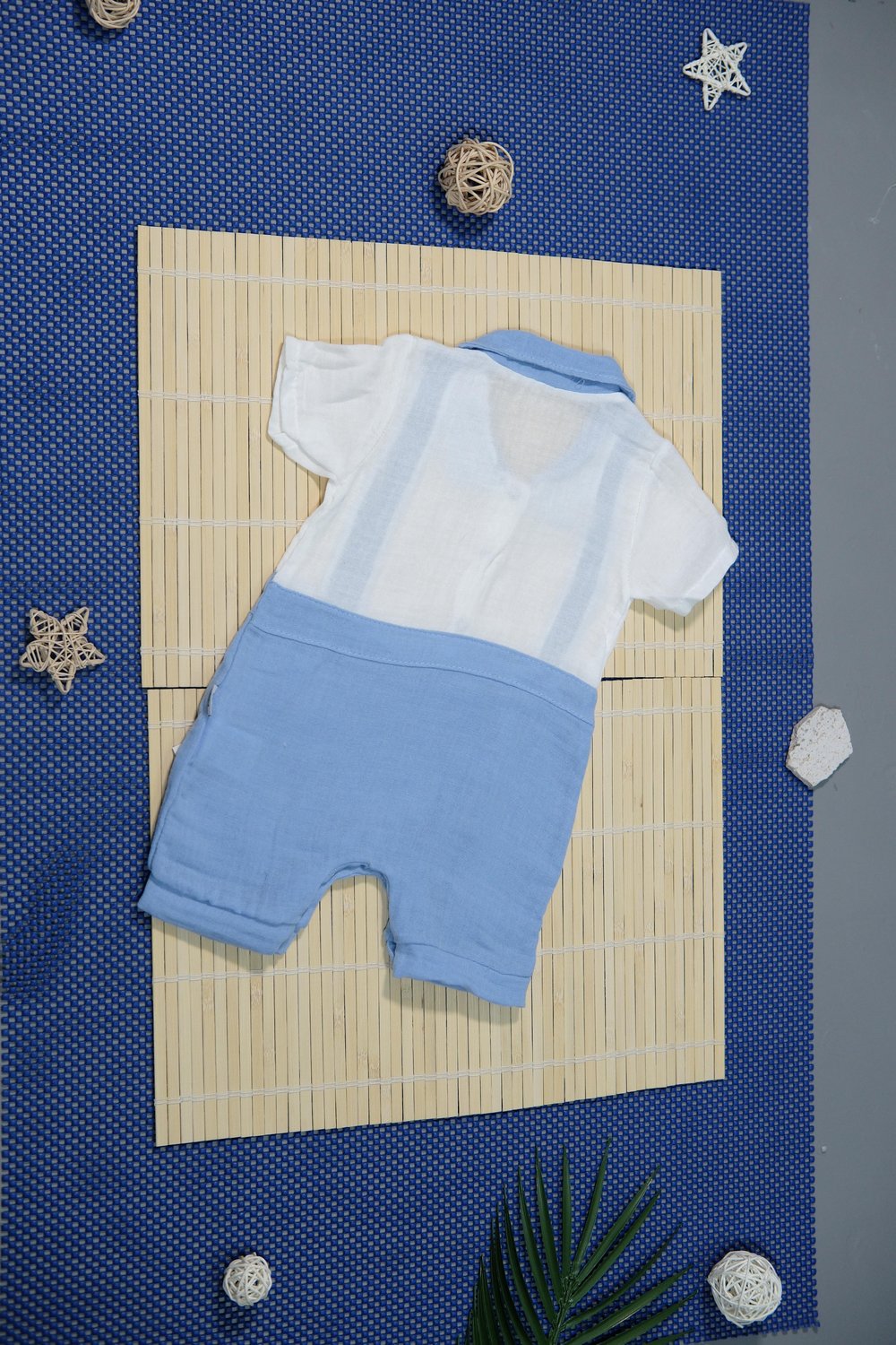 Unisex Askılı Görünümlü Kısa Kollu Bebek Tulum Turkuaz