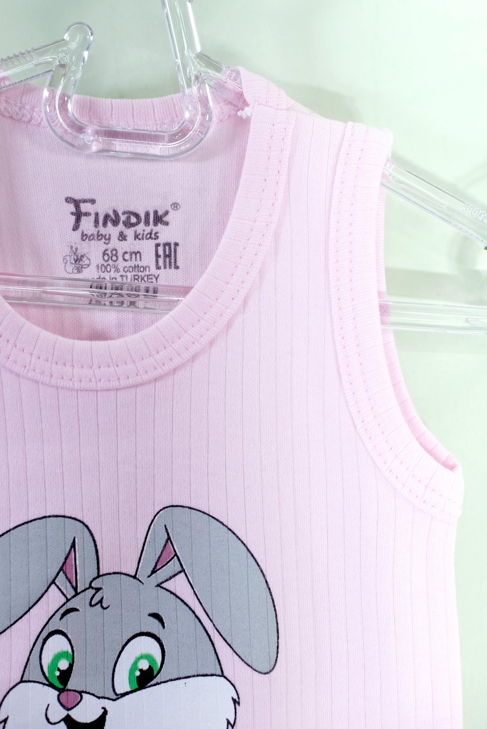 Unisex Tavşanlı Askılı Body Açık Pembe
