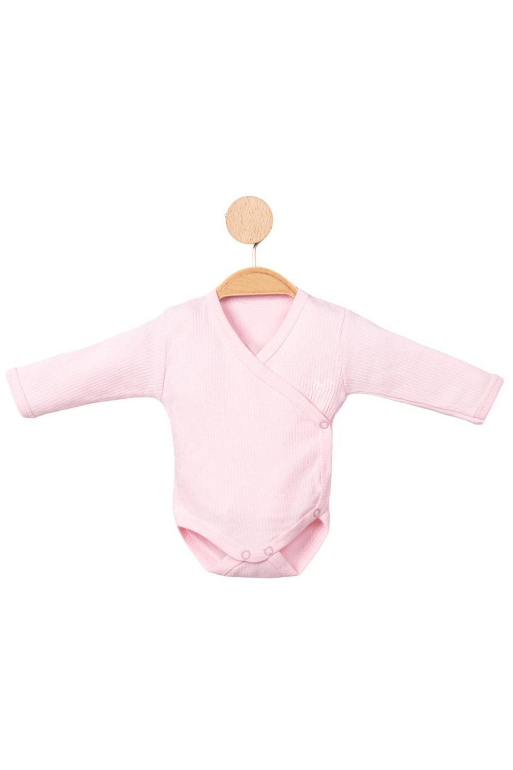 Uzun Kollu Ribanalı Kundak Body Pembe