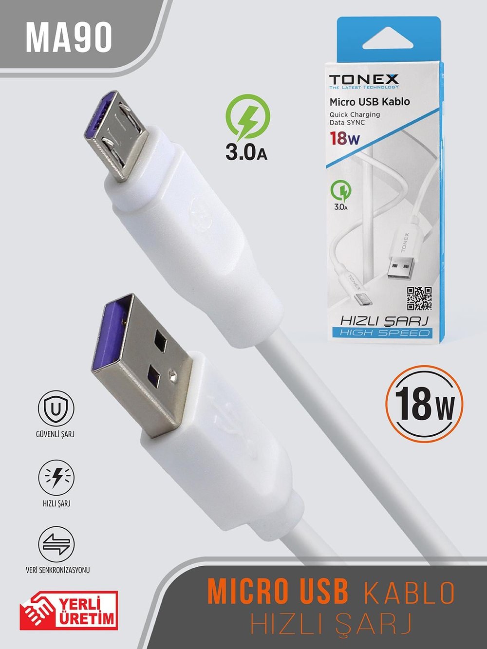 18W Micro USB Kablo
