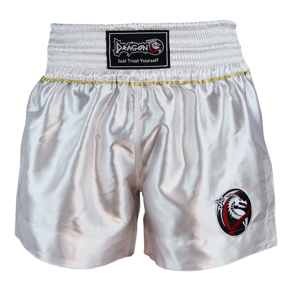DragonDo MT3033 Muaythai Şortu Beyaz Kick Boks Şortu