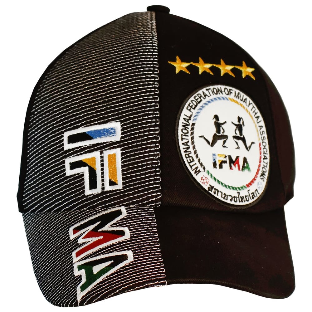DragonDo 50326AC Embroidered IFMA Muay Thai Cap – Black Fight Sports Hat