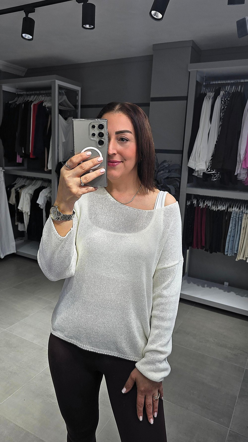 DLVN GENİŞ YAKA MERSERİZE BLUZ EKRU