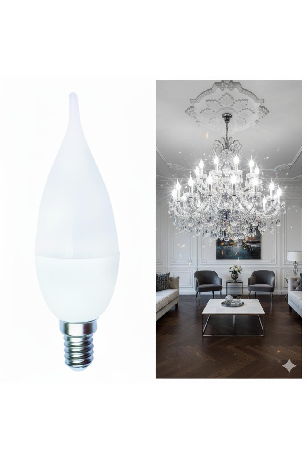KES210 E14 Kıvrık Buji 7W LED Ampul Beyaz Işık (Dekoratif Avize Ampulü)