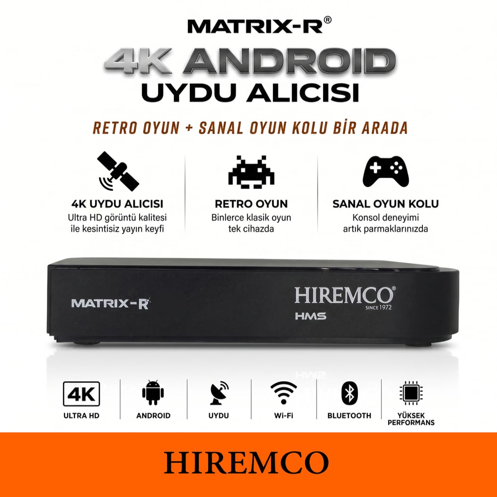 Hiremco Matrix R Android 4K 64GB Android 12 Uydu Alıcısı