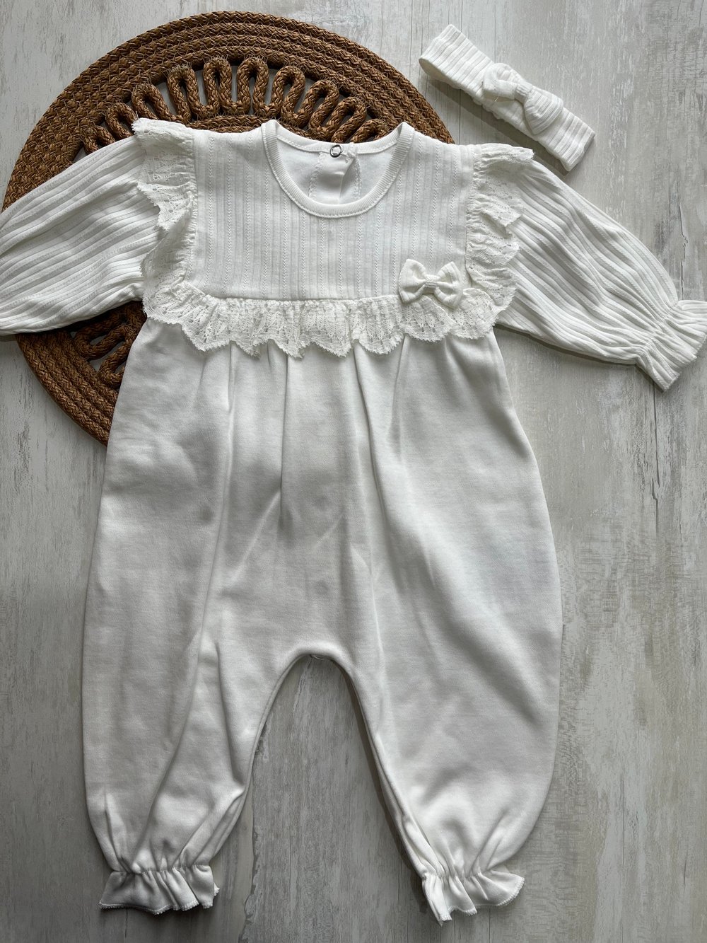 Dantelli Kız Bebek Tulum