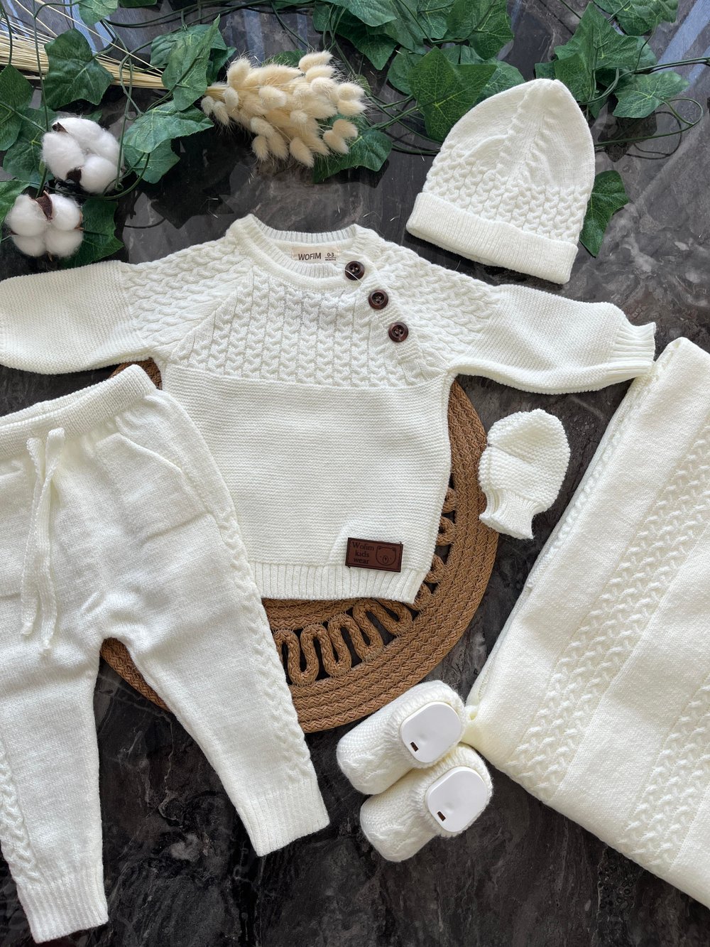 Desenli Triko Unisex Model 0- 3Ay 5'li Set