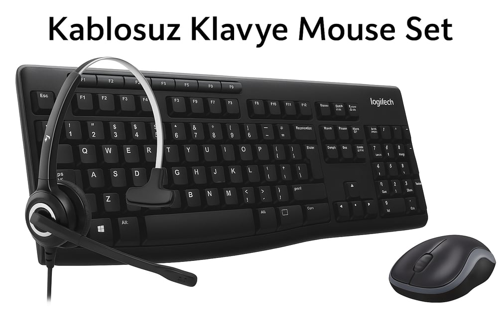 Logitech Silent Kablosuz Klavye Mouse Seti VT6200 Mono Çağrı Merkezi Kulaklığı Ofis Kulaklık USB Kulaklık