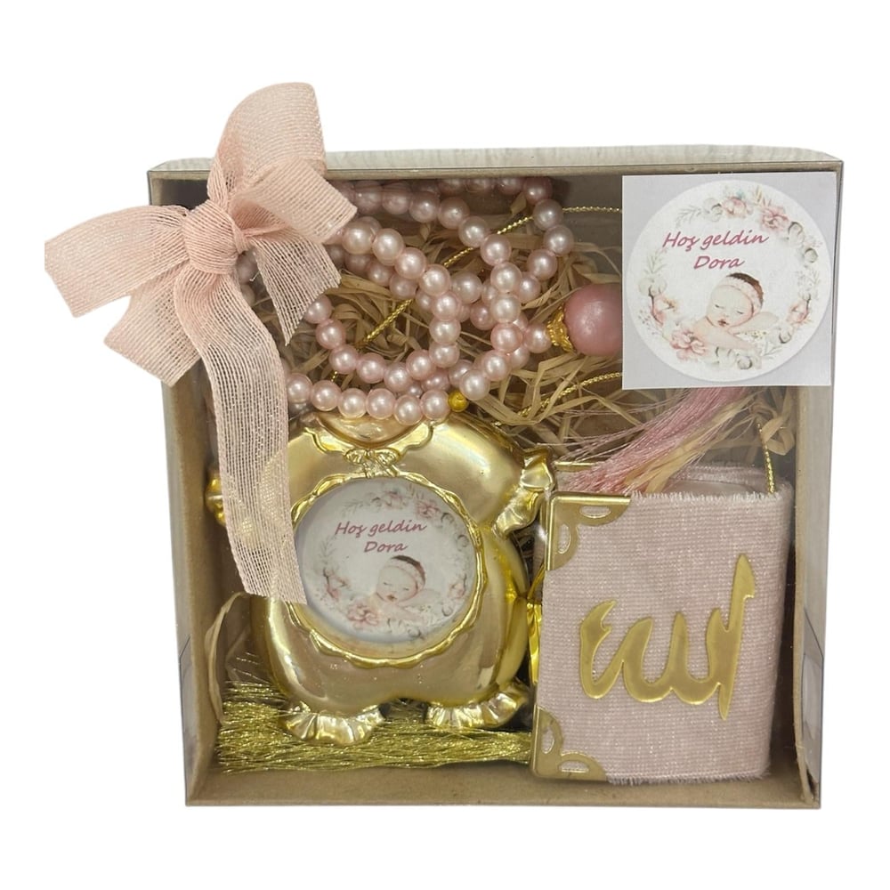 PEMBE TESBİHLİ SET