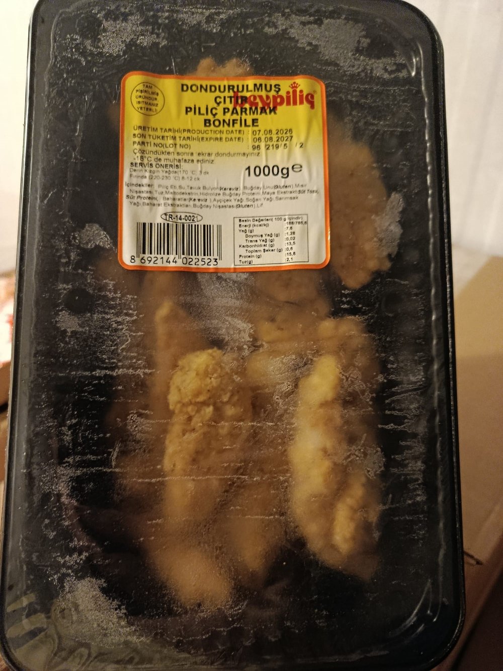 BEYPİLİÇ DONDURULMUŞ ÇITIR PİLİÇ PARMAK BONFİLE 1000 GR