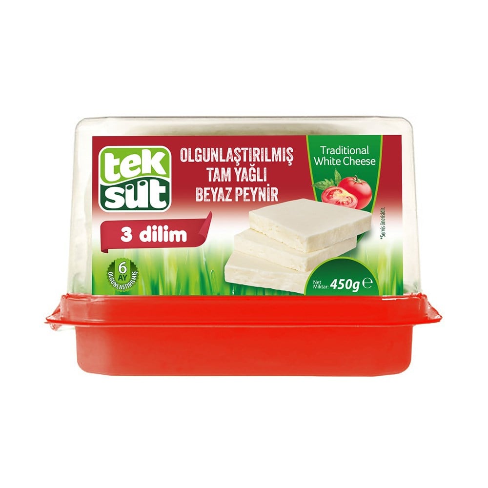 TEKSÜT 3 DİLİM OLGUNLAŞTIRILMIŞ BEYAZ PEYNİR 450 GR