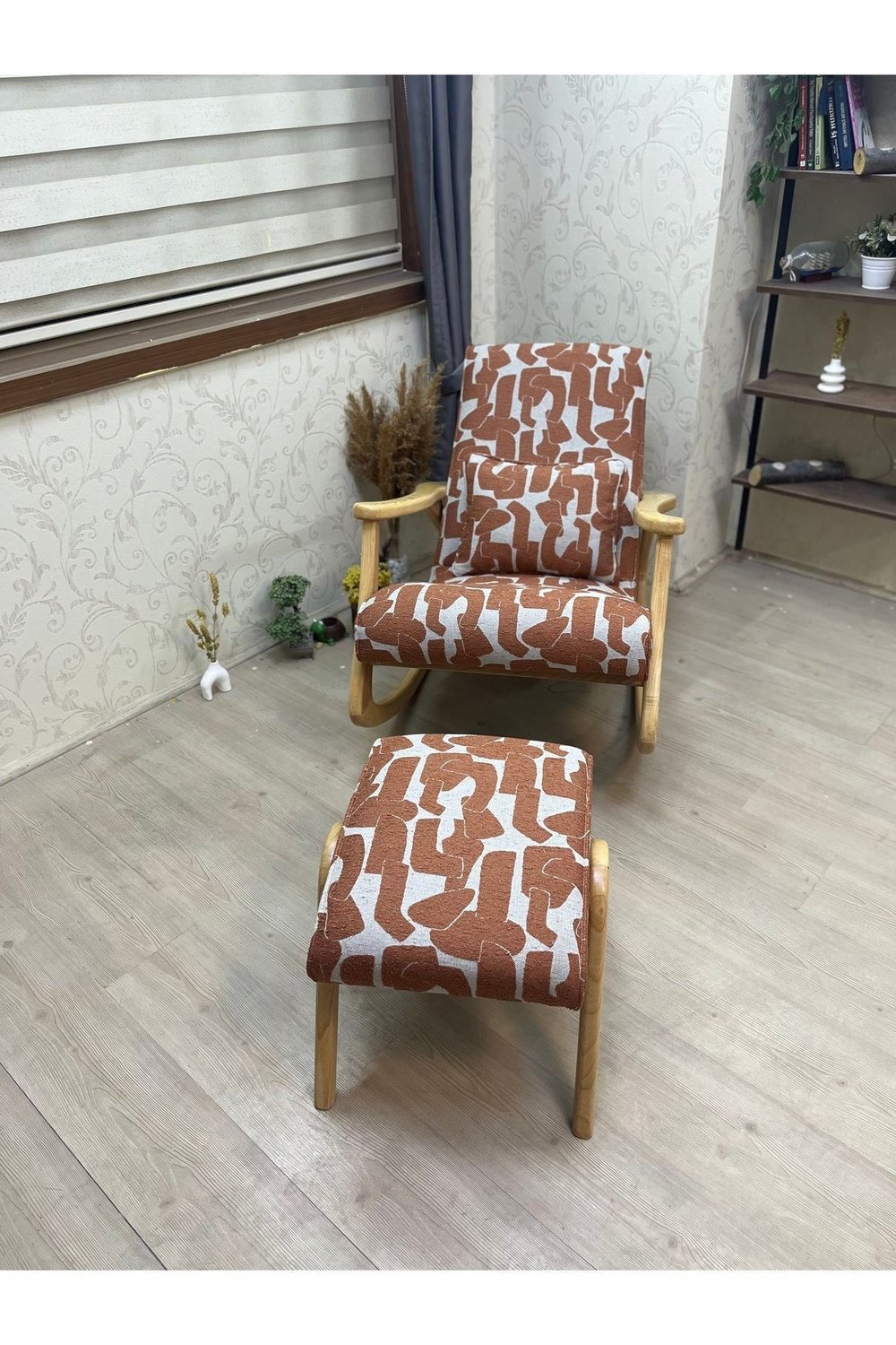 Ekol Naturel Turuncu Desenli Sallanan Sandalye Dinlenme Emzirme Baba Tv Okuma Babalar Günü Hediyesi