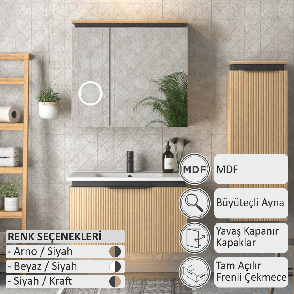 SHOWER ARNO Banyo Dolabı 75 Cm (Boy Dolabı Dahil Değildir.)