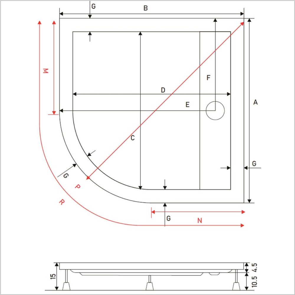 SHOWER Drop Oval Panelli Duş Teknesi, Panelli