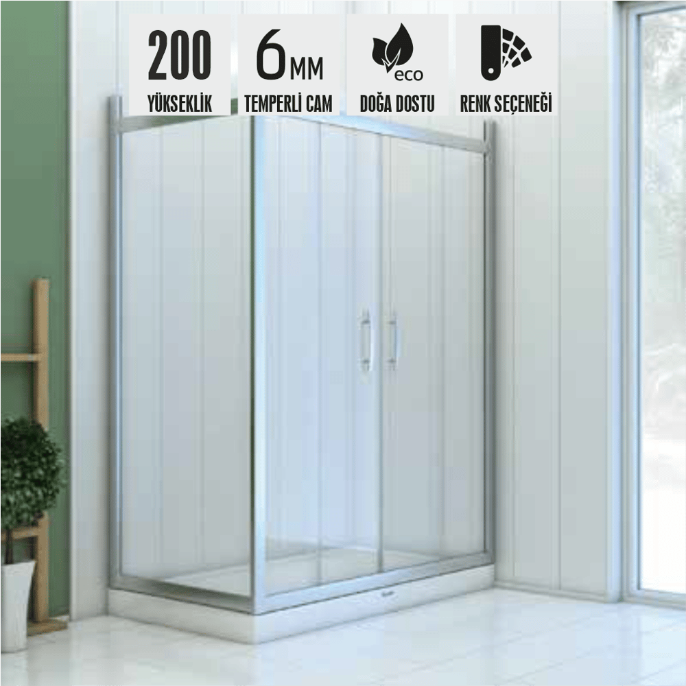 SHOWER ICON 2 Sabit 2 Çalışır Dikdörtgen, Yan Panelli, Tekne Üzeri Kabin