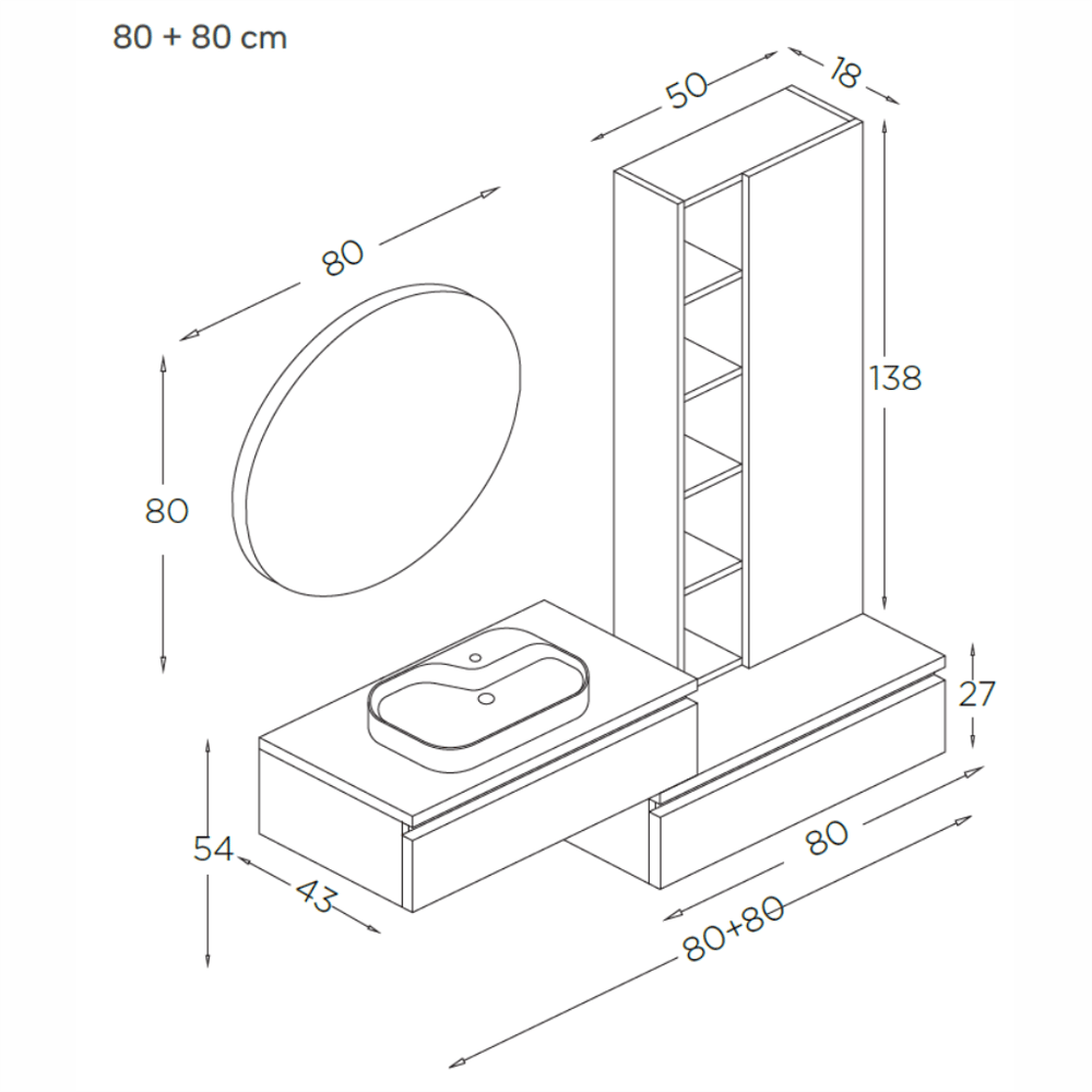 SHOWER NİL Banyo Dolabı 160 Cm
