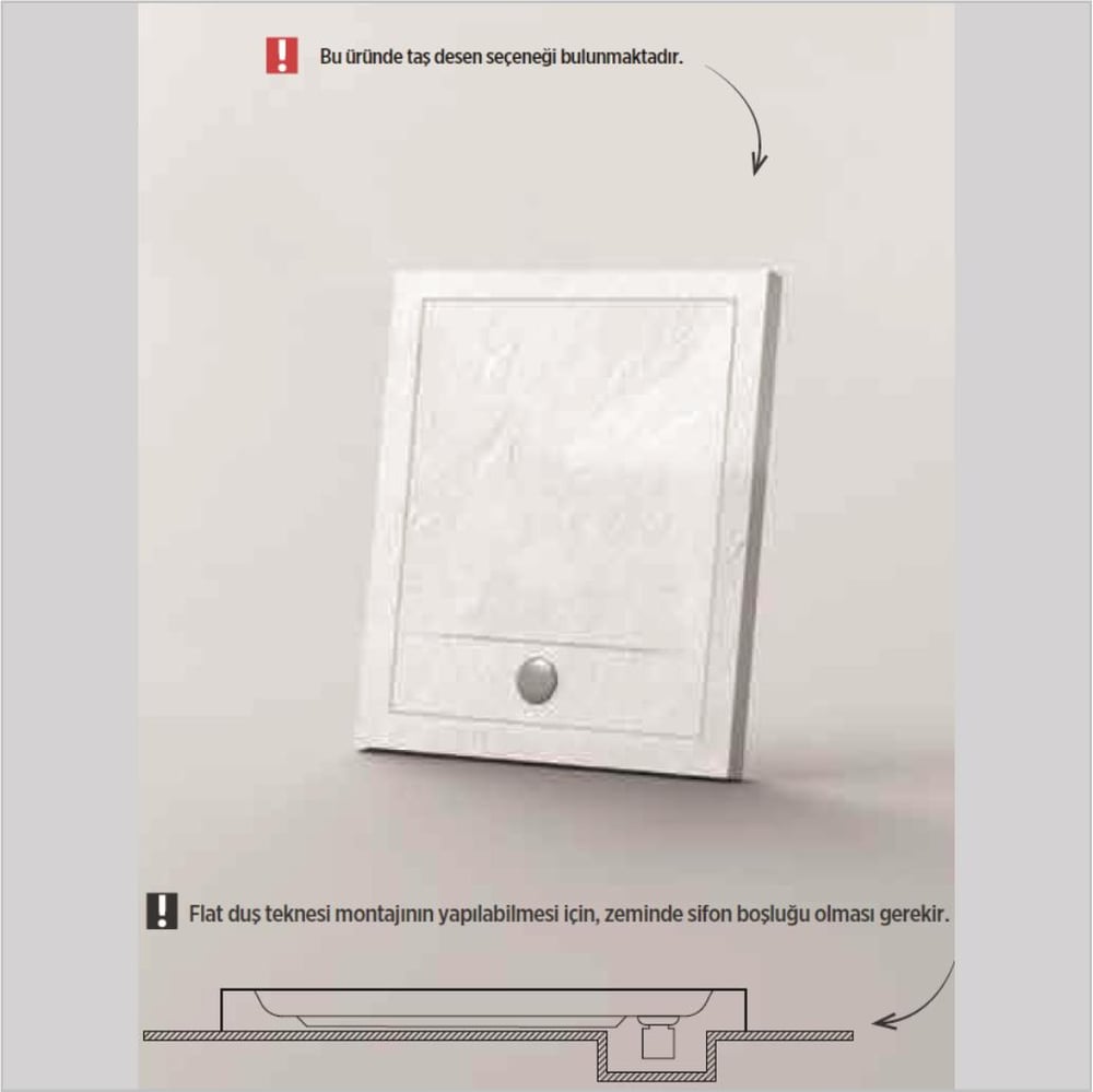 SHOWER Slim Kare Duş Teknesi, Flat