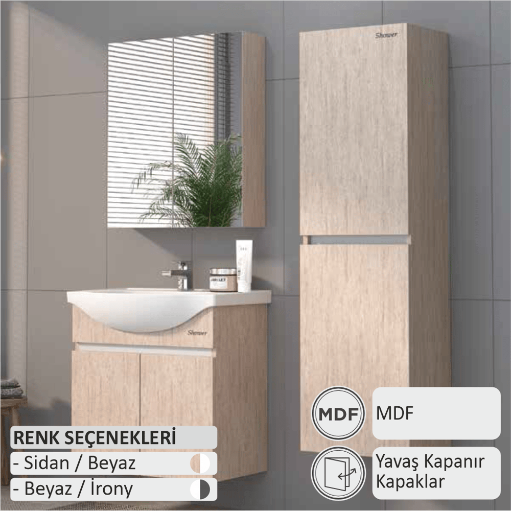 SHOWER STAR Banyo Dolabı 80 Cm (Boy Dolabı Dahil Değildir.)