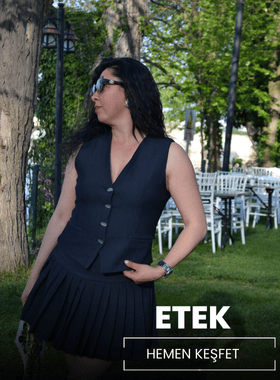 Denim pliseli etek