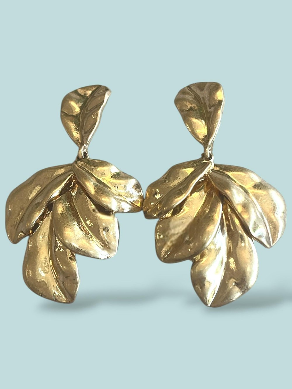 5 Yaprak Tasarım Gold Küpe