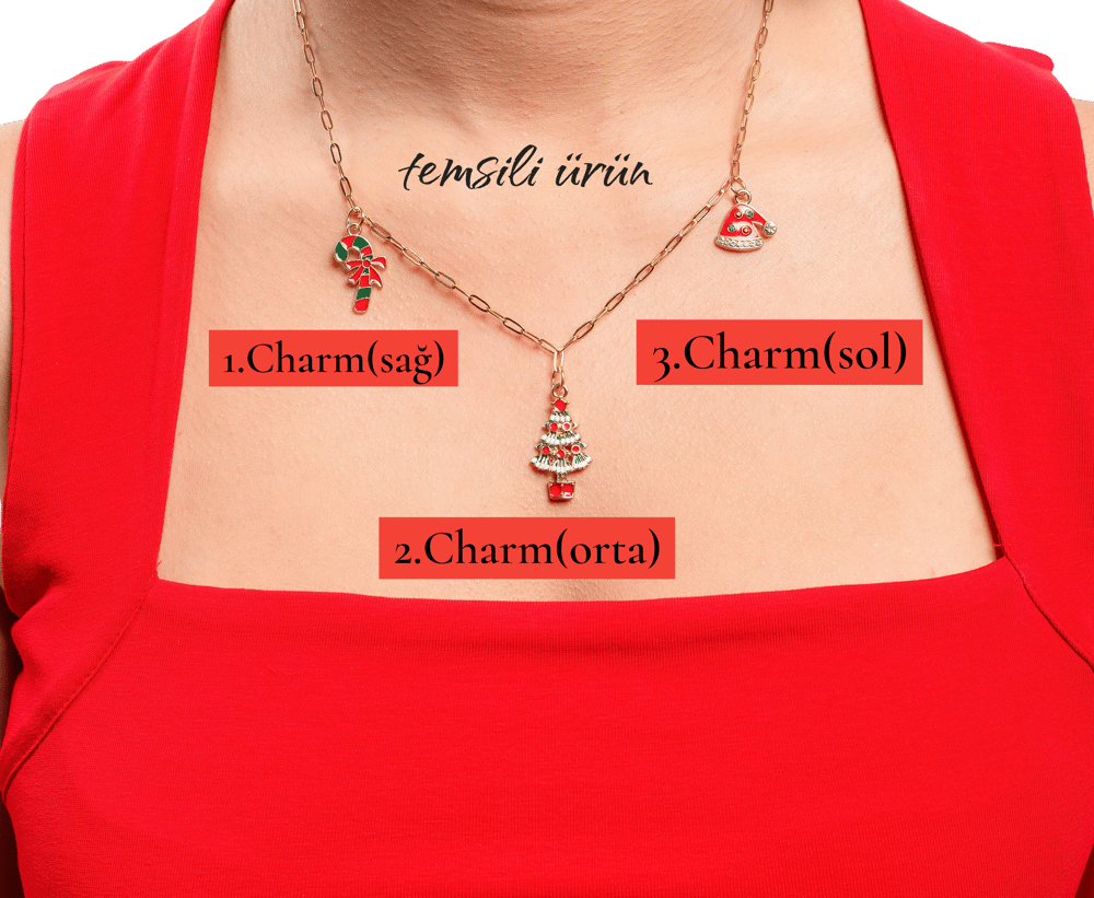 Yeni Yıl Çelik Zincir Charm 3lü Kolye
