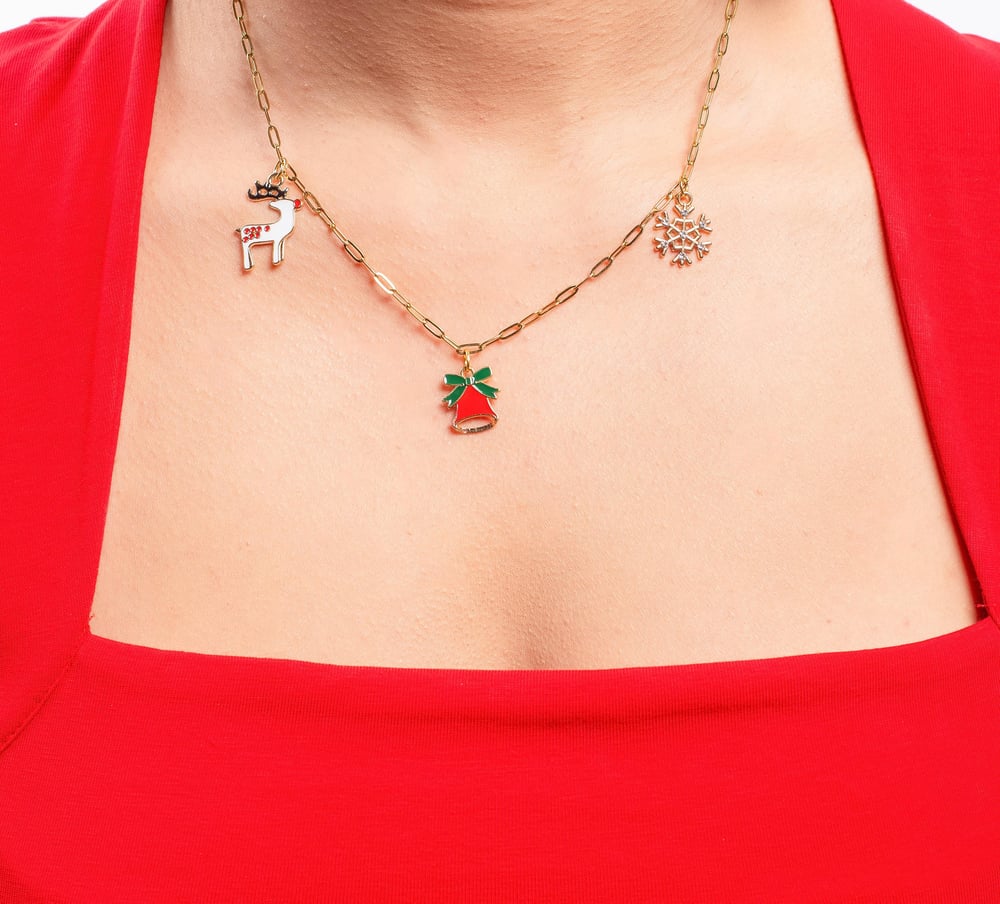 Yeni Yıl Çelik Zincir Charm 3lü Kolye