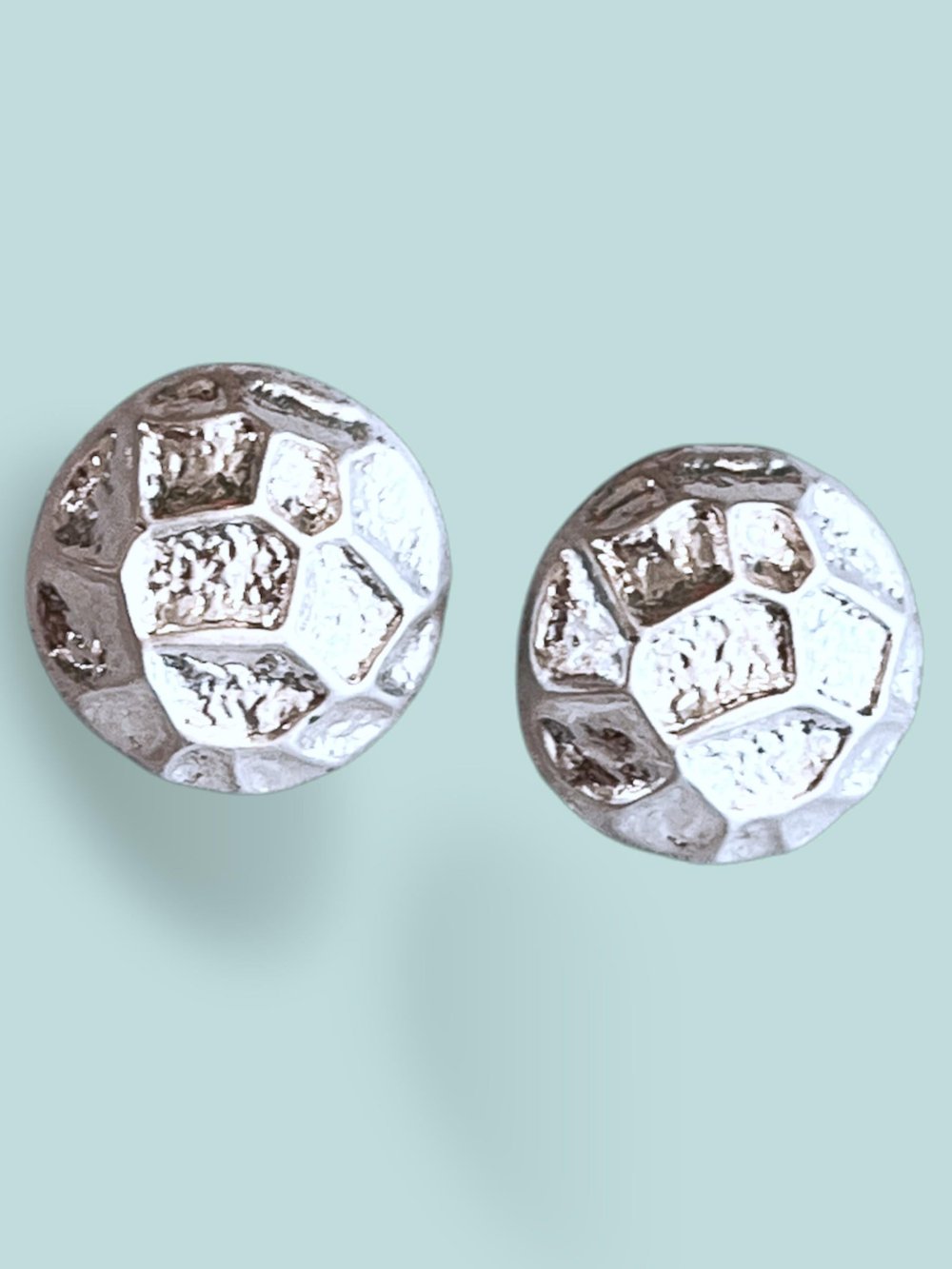 Yuvarlak Petek Tasarım Silver Küpe