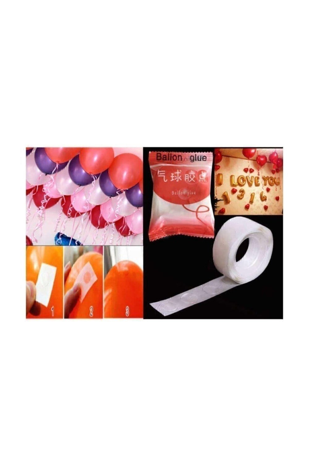 100 Adet Balon Yapıştırma Aparatı Sticker Damla Modeli ( 1,2 Cm)