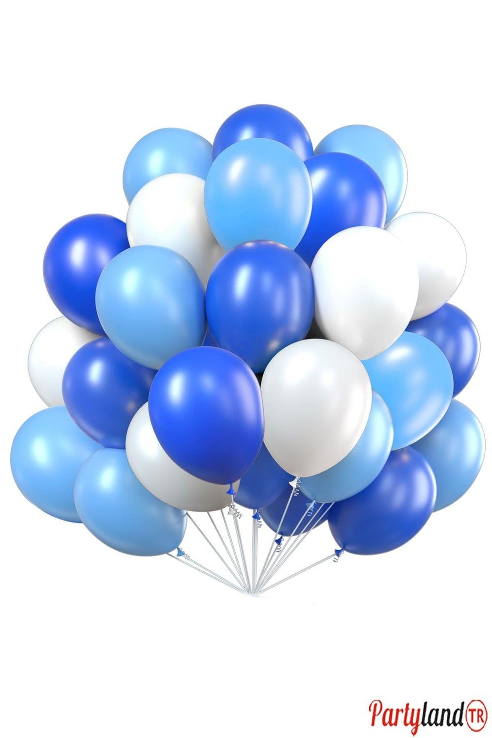 25 Adet Açık Mavi Koyu Mavi Beyaz Balon