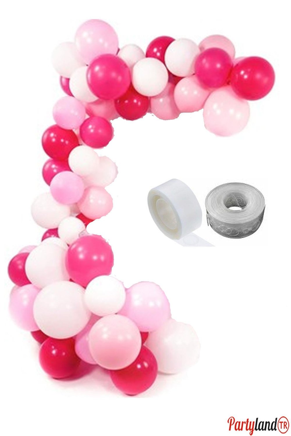 Bride Barbie Konsept Koyu Pembe Açık Pembe Beyaz 75 Balon balon Zinciri Ve Balon Yapıştırma Bandı