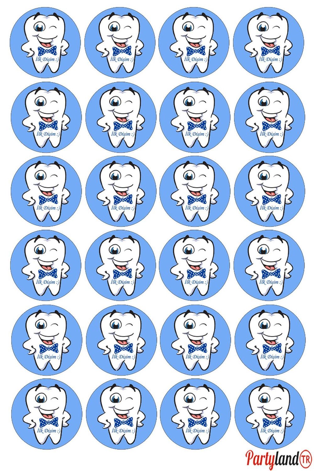 Dişim Çıktı 5 cm. Yapışkanlı Yuvarlak Etiket - Sticker 24 Adet