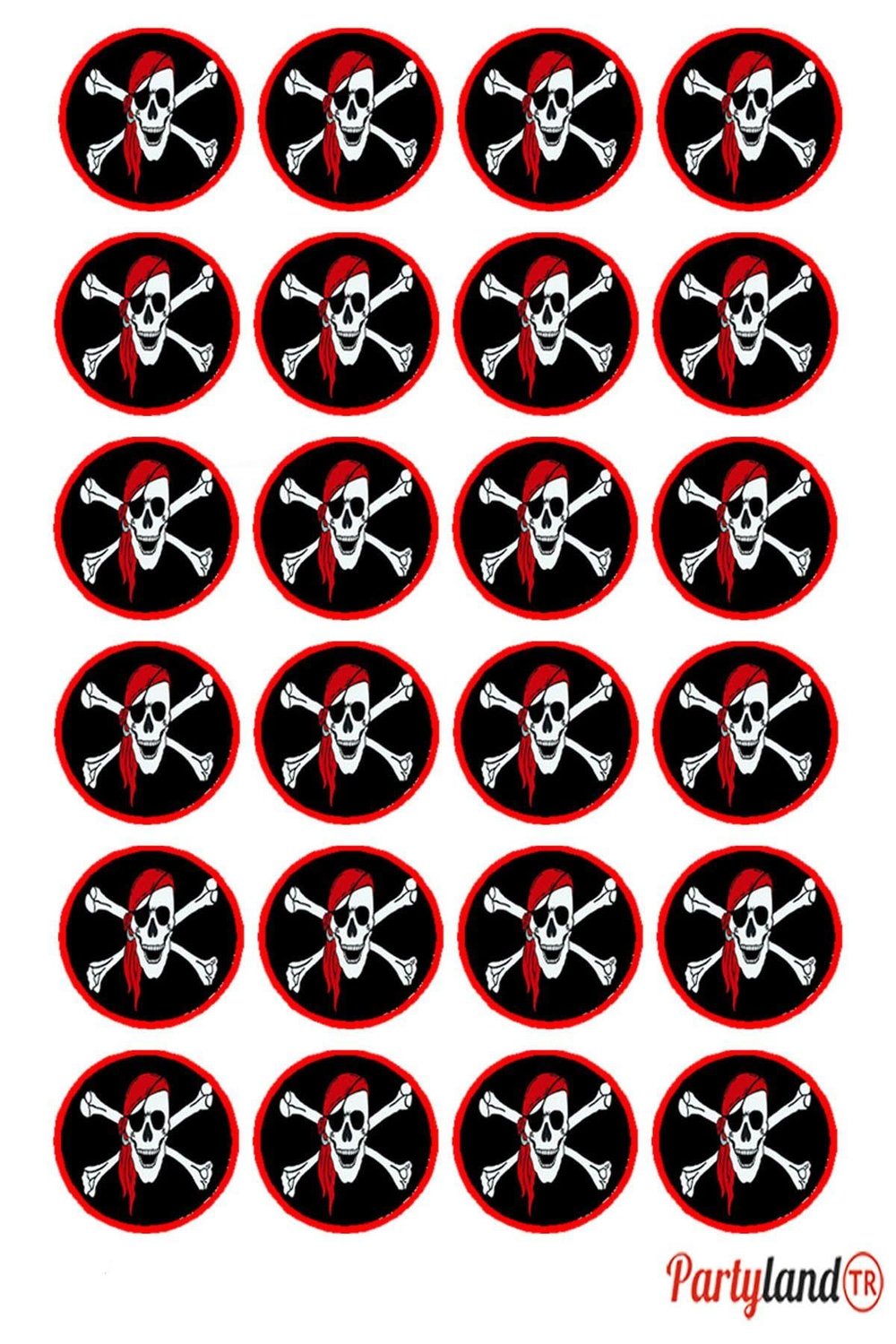 Korsan 5 cm. Yapışkanlı Yuvarlak Etiket - Sticker 24 Adet